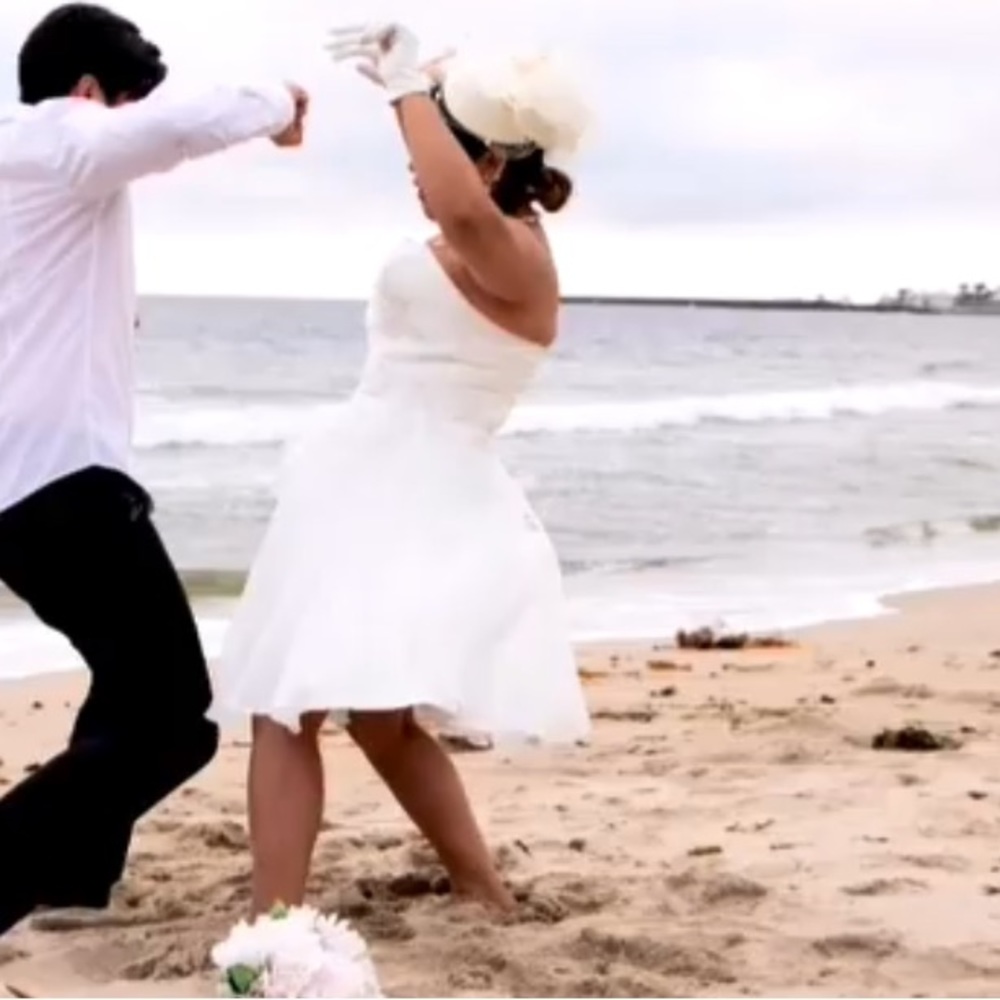 Knee length wedding dress